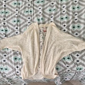 No Boundaries Cream half-sleeve lace cardigan